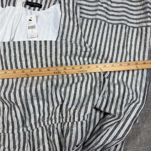 NWT LANE BRYANT Square-Neck Belted Wide Leg Linen Blend Jumpsuit Size 22 Striped - Picture 3 of 7